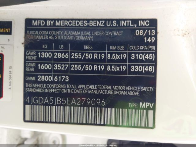 2014 MERCEDES-BENZ ML 350 4JGDA5JB5EA279096 Photo 8