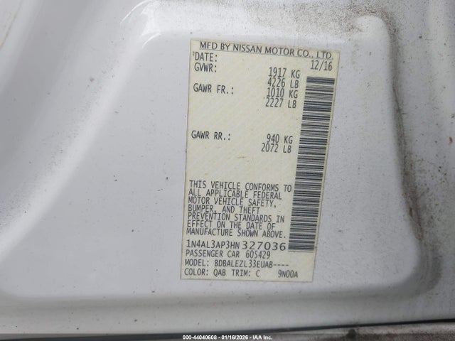 1N4AL3AP3HN327036 Nissan Altima 2.5 S