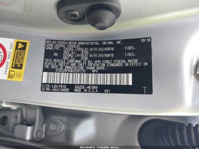 5TDZZRFH3KS297215 Toyota Highlander Le