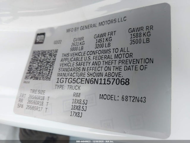 1GTG5CEN6N1157068 GMC Canyon 2wd Short Box Elevation