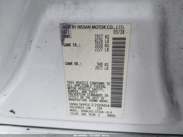 1N4AL3AP4JC220904 Nissan Altima 2.5 Sr