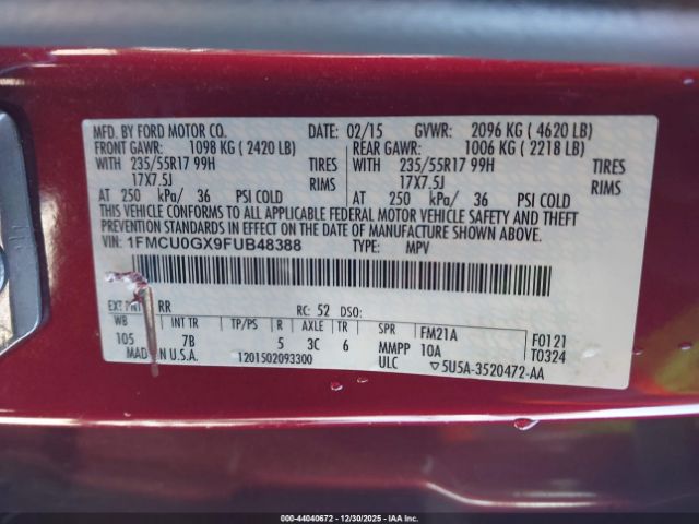 2015 FORD ESCAPE 1FMCU0GX9FUB48388 Photo 8