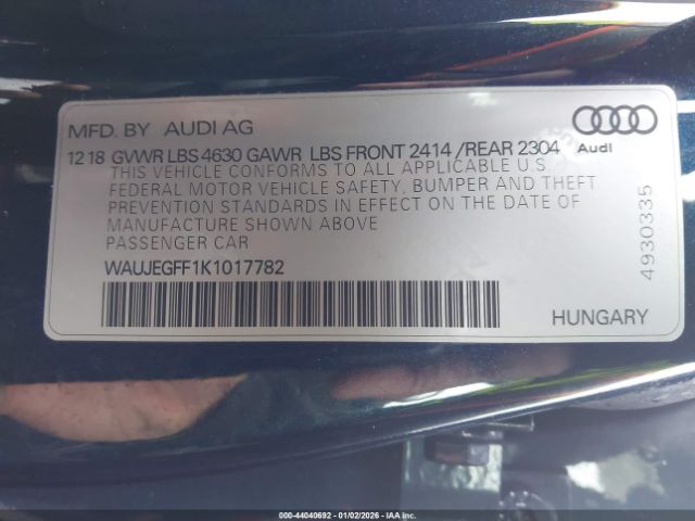 2019 AUDI A3 WAUJEGFF1K1017782 Photo 8