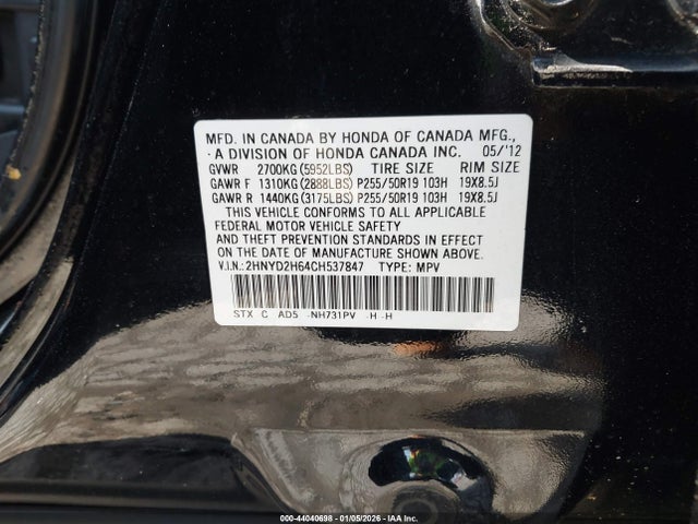 2012 ACURA MDX 2HNYD2H64CH537847 Photo 8