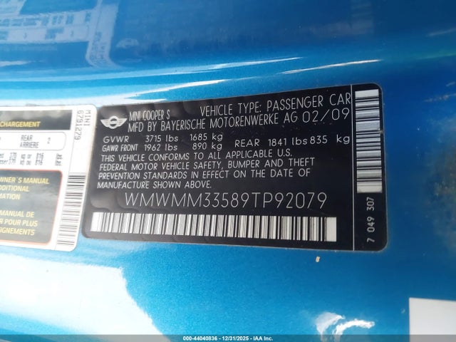 2009 MINI COOPER S CLUBMAN WMWMM33589TP92079 Photo 8