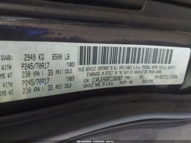 2015 JEEP GRAND CHEROKEE 1C4RJEAG8FC160387 Photo 8