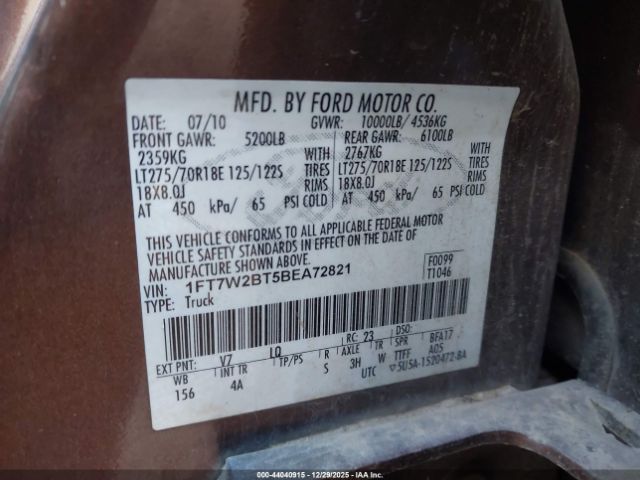 2011 FORD F-250 1FT7W2BT5BEA72821 Photo 8