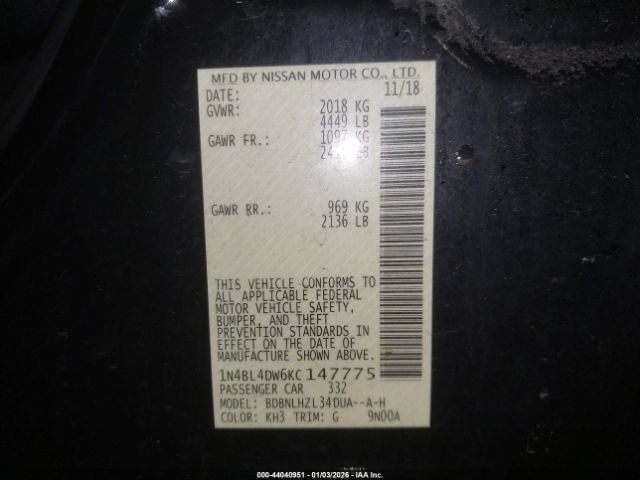 2019 NISSAN ALTIMA 1N4BL4DW6KC147775 Photo 8