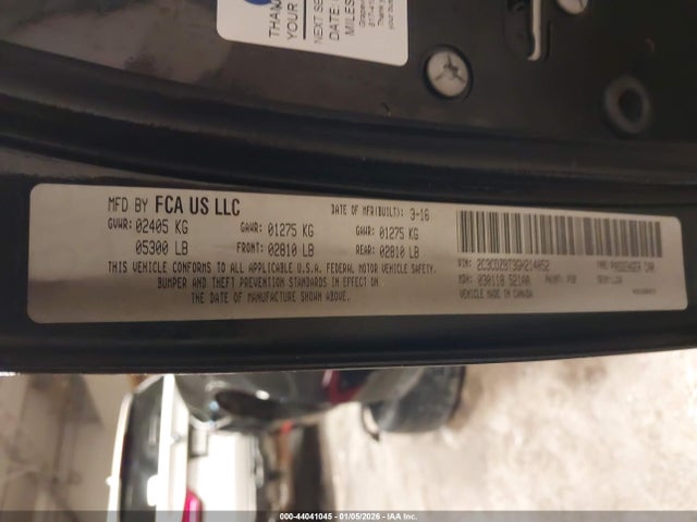 44041045 :رقم المزاد ، 2C3CDZBT3GH214052 vin ، 2016 Dodge Challenger R/t Plus مزاد بيع
