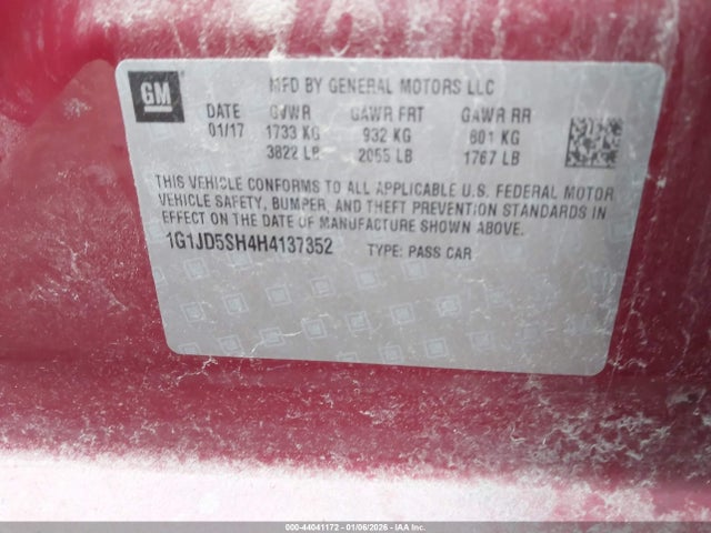 1G1JD5SH4H4137352 Chevrolet Sonic Lt Auto