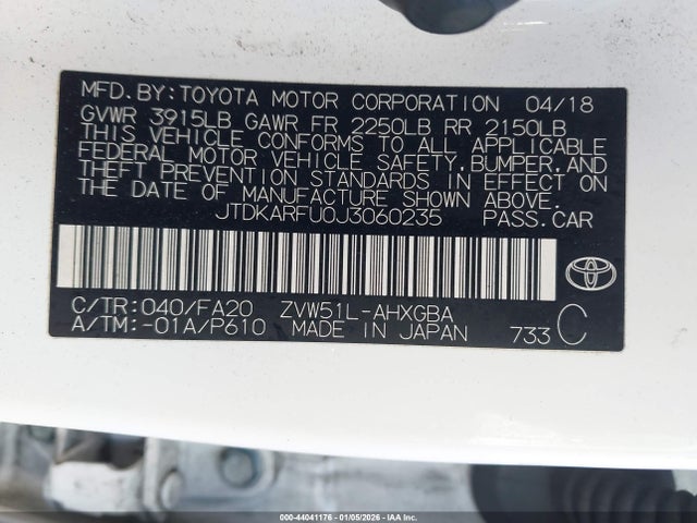 JTDKARFU0J3060235 Toyota Prius Three