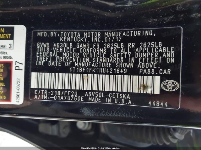 4T1BF1FK1HU421649 Toyota CAMRY SE