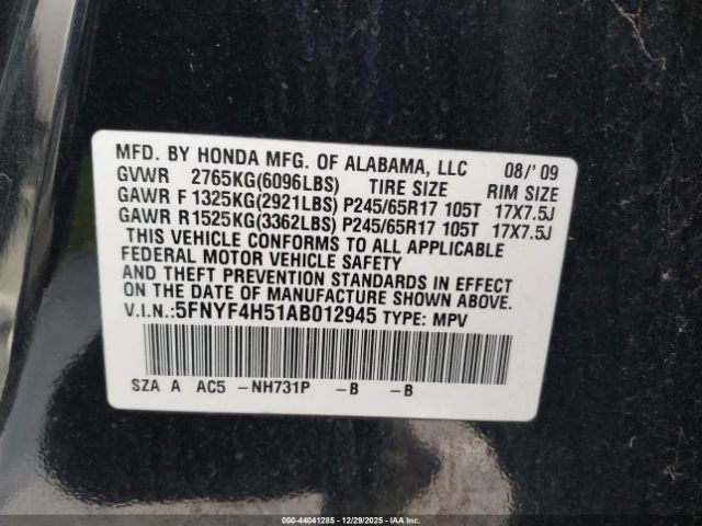 2010 HONDA PILOT 5FNYF4H51AB012945 Photo 8