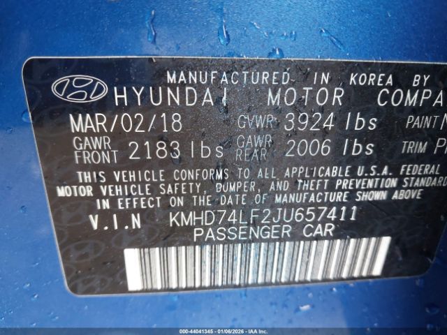 2018 HYUNDAI ELANTRA KMHD74LF2JU657411 Photo 8