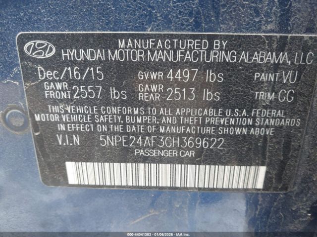 2016 HYUNDAI SONATA 5NPE24AF3GH369622 Photo 8