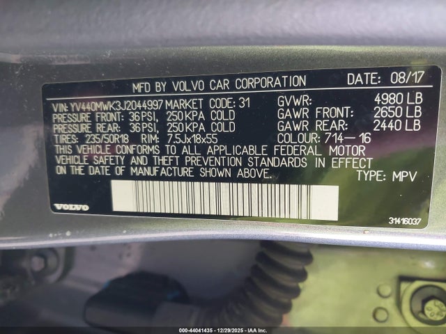 YV440MWK3J2044997 Volvo V60 Cross Country T5