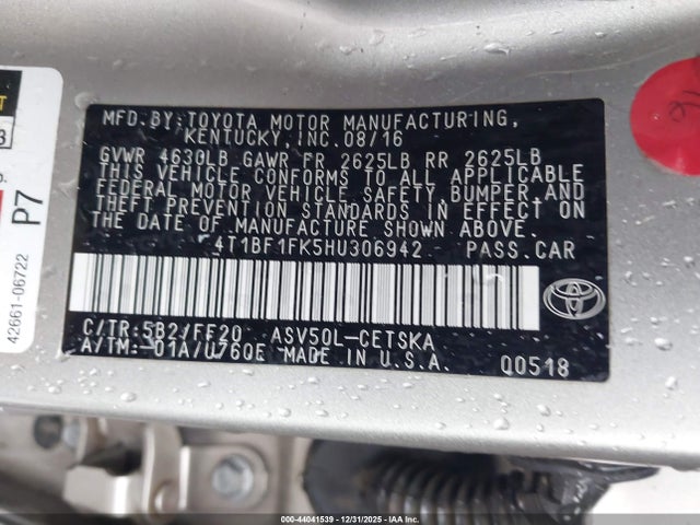 Toyota CAMRY SE 2017 4T1BF1FK5HU306942 Image 9