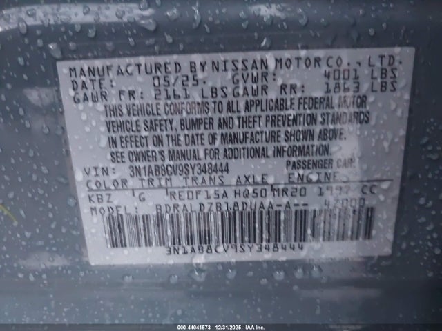 3N1AB8CV9SY348444 Nissan SENTRA SV