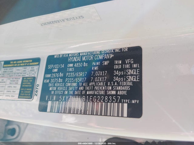 5XYZU3LB1EG228357 Hyundai Santa Fe Sport 2.4l