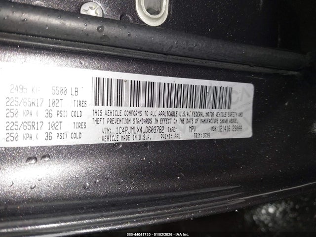 44041730 :رقم المزاد ، 1C4PJMLX4JD603782 vin ، 2018 Jeep Cherokee Latitude Plus 4x4 مزاد بيع