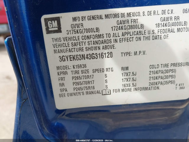 2003 CADILLAC ESCALADE EXT 3GYEK63N43G316120 Photo 8