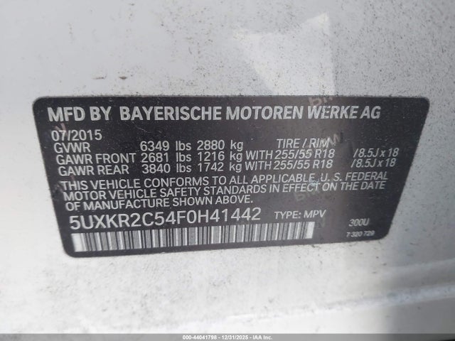 BMW X5 Sdrive35i 2015 5UXKR2C54F0H41442 Image 9