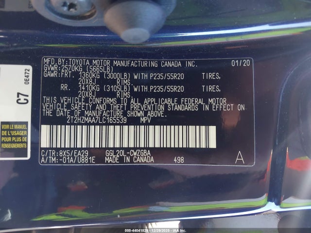 Aukcja sprzedaży 2020 Lexus Rx 350, vin: 2T2HZMAA7LC165539, numer aukcji: 44041829