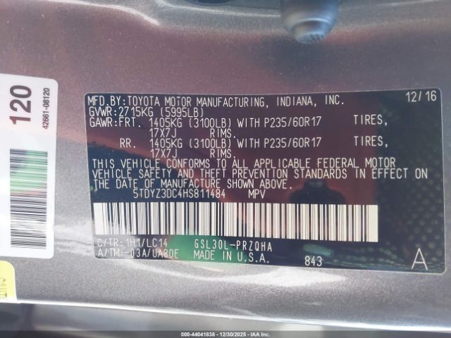 2017 TOYOTA SIENNA 5TDYZ3DC4HS811484 Photo 8