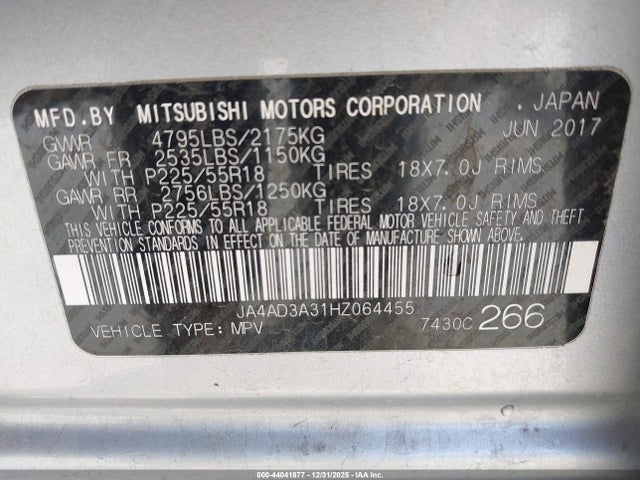 2017 MITSUBISHI OUTLANDER JA4AD3A31HZ064455 Photo 8