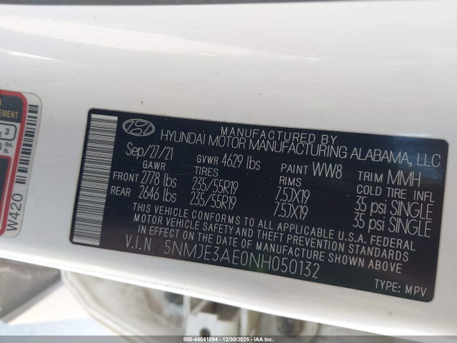 2022 HYUNDAI TUCSON 5NMJE3AE0NH050132 Photo 8