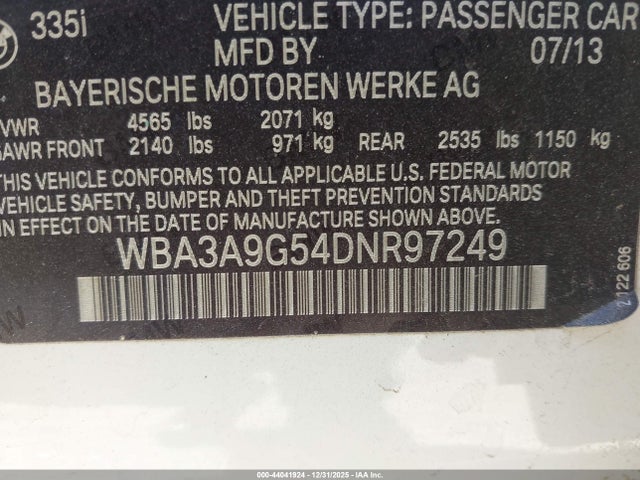 2013 BMW 335I WBA3A9G54DNR97249 Photo 8