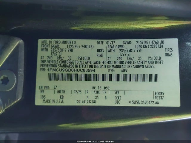 2017 FORD ESCAPE 1FMCU9GD0HUC83594 Photo 8