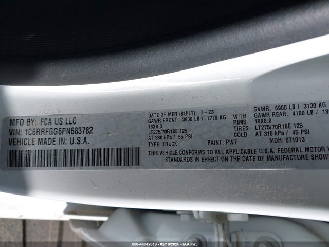 Продаж на аукціоні авто 2023 Ram 1500, vin: 1C6RRFGG6PN683782, номер лоту: 44042018