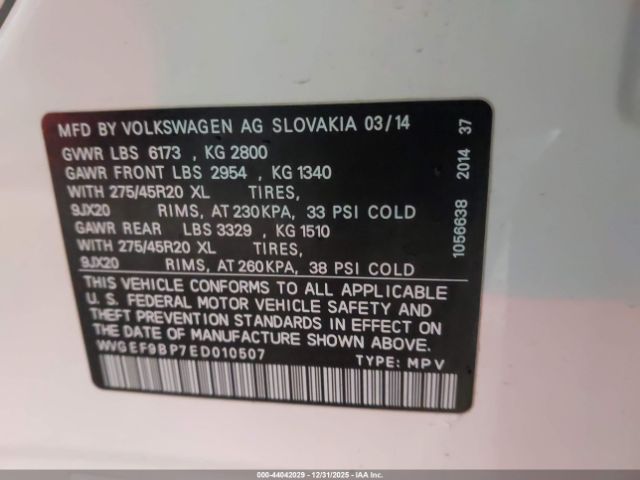 2014 VOLKSWAGEN TOUAREG WVGEF9BP7ED010507 Photo 8