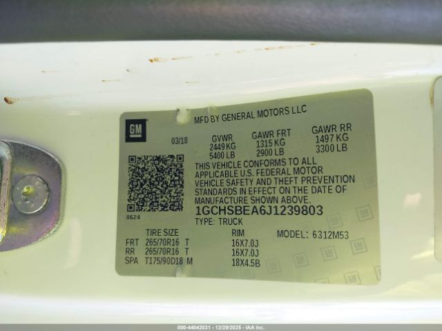 2018 CHEVROLET COLORADO 1GCHSBEA6J1239803 Photo 8