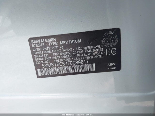 5YMKT6C57F0C89617 BMW X5 M