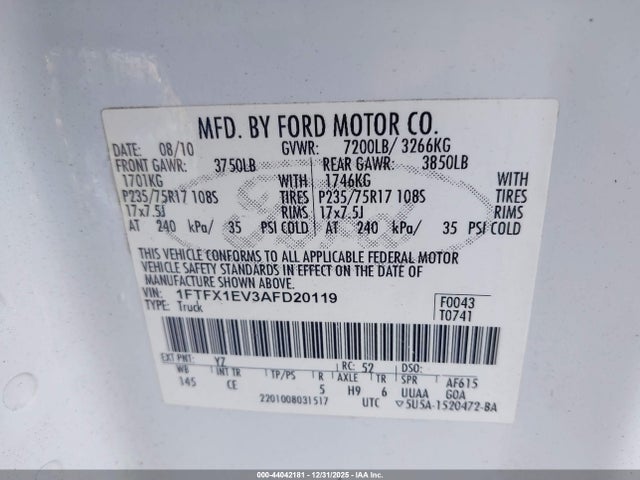 2010 FORD F-150 1FTFX1EV3AFD20119 Photo 8