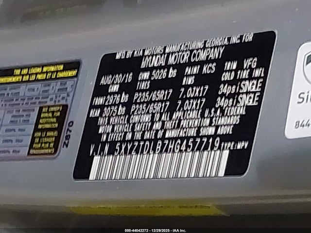 5XYZTDLB7HG457719 Hyundai Santa Fe Sport 2.4l