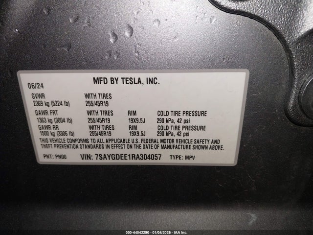 2024 TESLA MODEL Y 7SAYGDEE1RA304057 Photo 8