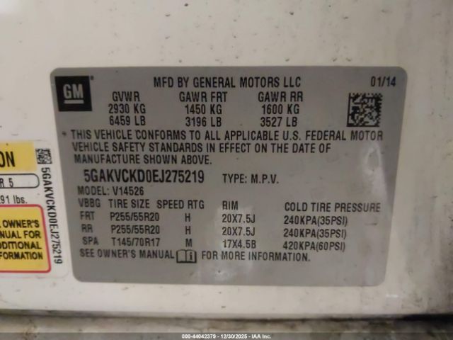 2014 BUICK ENCLAVE 5GAKVCKD0EJ275219 Photo 8