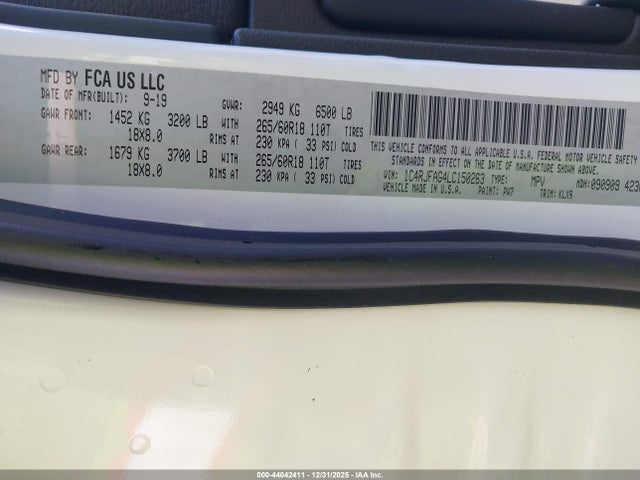 Продаж на аукціоні авто 2020 Jeep Grand Cherokee Laredo E 4x4, vin: 1C4RJFAG4LC150263, номер лоту: 44042411