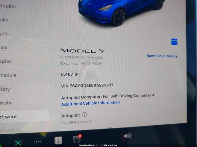 2024 Tesla Model Y Long Range Dual Motor All-wheel Drive მანქანა იყიდება აუქციონზე, vin: 7SAYGDEE6RA220297, აუქციონის ნომერი: 44042489