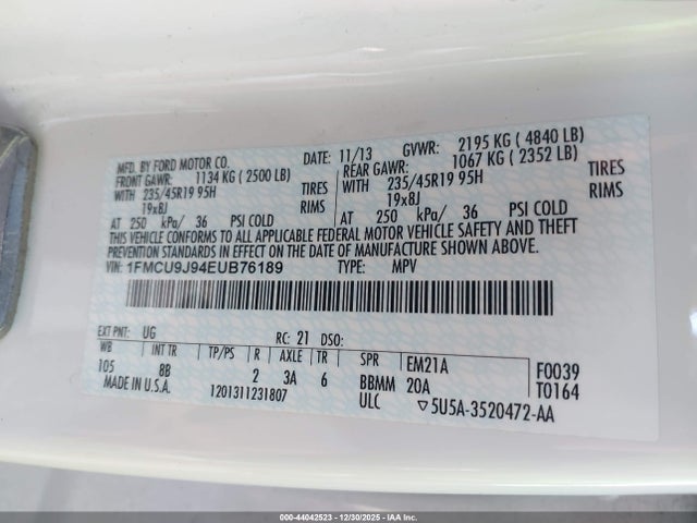 Ford Escape Titanium 2014 1FMCU9J94EUB76189 Image 9
