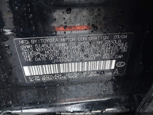 2004 LEXUS LS 430 JTHBN36F140156883 Photo 8