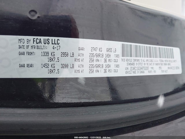 Продажа на аукционе авто 2017 Chrysler Pacifica Limited, vin: 2C4RC1GG3HR752297, номер лота: 44042682