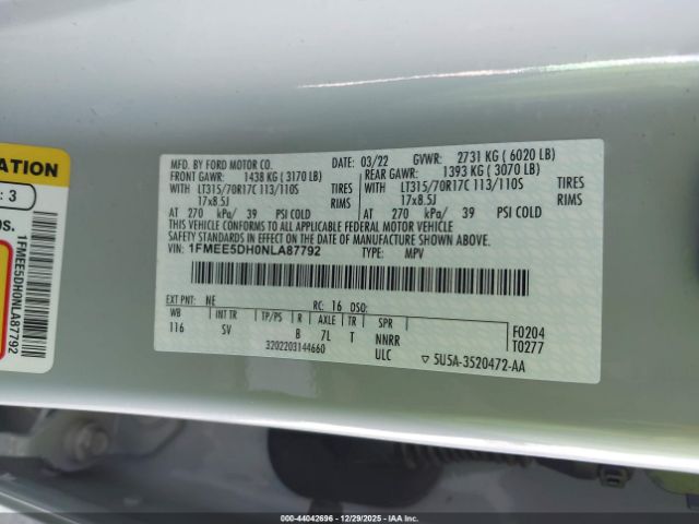 2022 FORD BRONCO 1FMEE5DH0NLA87792 Photo 8