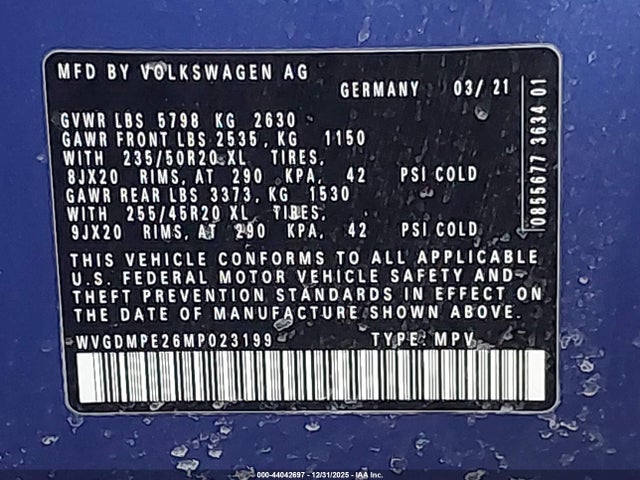 WVGDMPE26MP023199 Volkswagen Id.4 1st Edition