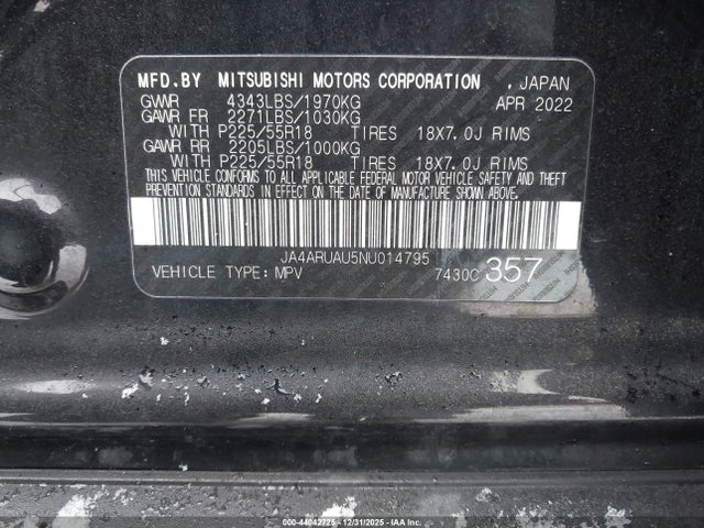 2022 MITSUBISHI OUTLANDER SPORT JA4ARUAU5NU014795 Photo 8