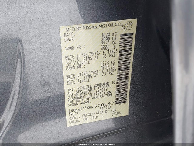 1N6BA1F3XHN570192 Nissan Titan Xd Sv Diesel