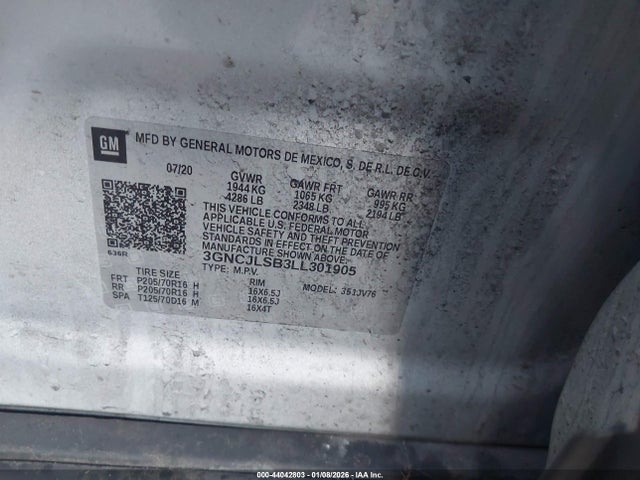 Chevrolet Trax Fwd Lt 2020 3GNCJLSB3LL301905 Image 9